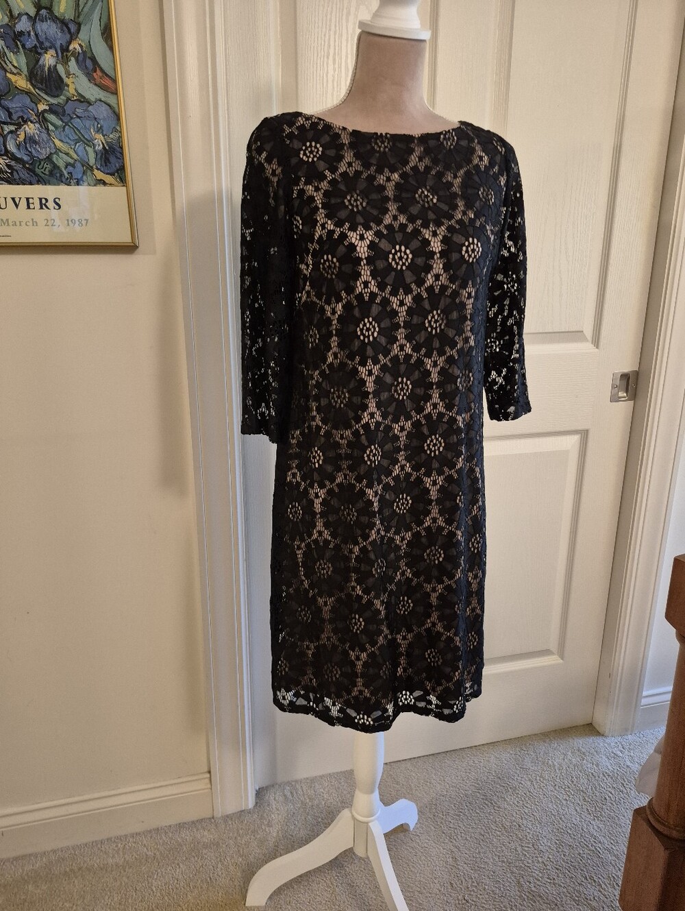 Jessica Howard Black Lace Sheath Dress Size 10P